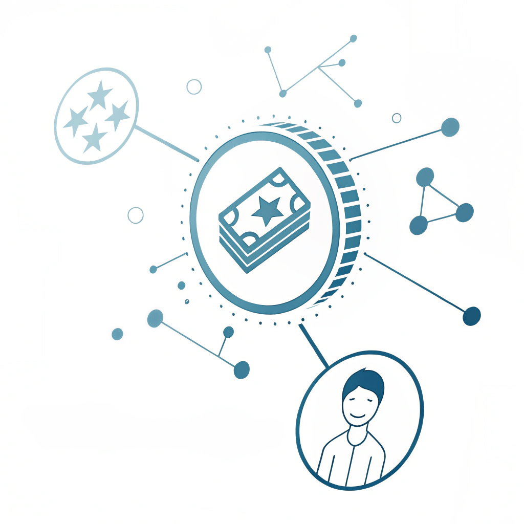 Abstract illustration of a digital token representing loyalty rewards.