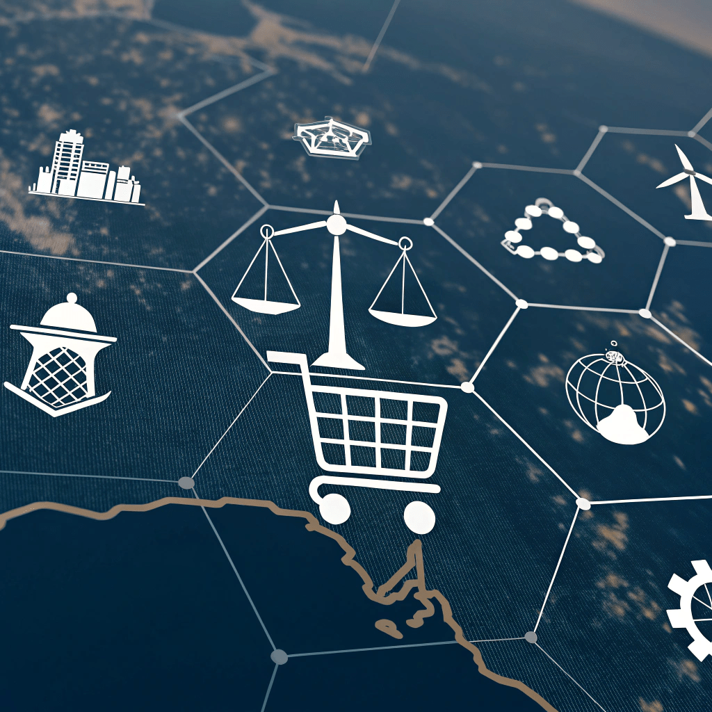 Abstract illustration showing practical examples of Web3 integration in different Australian businesses.
