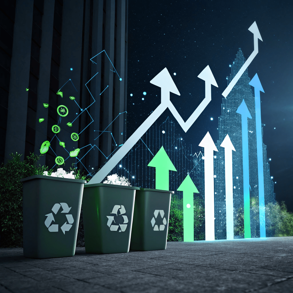 Abstract illustration representing the positive environmental and community benefits of waste reduction technology