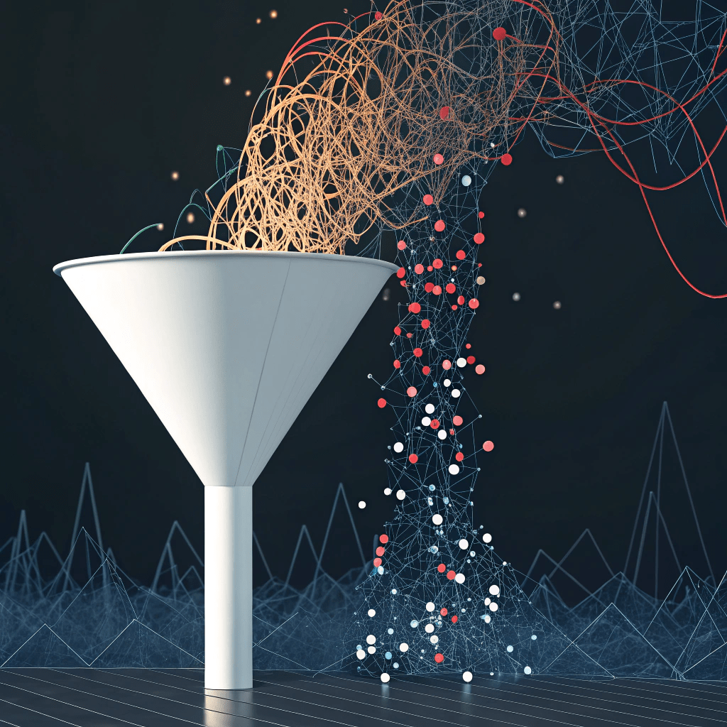 Abstract illustration representing the process of analyzing raw data.