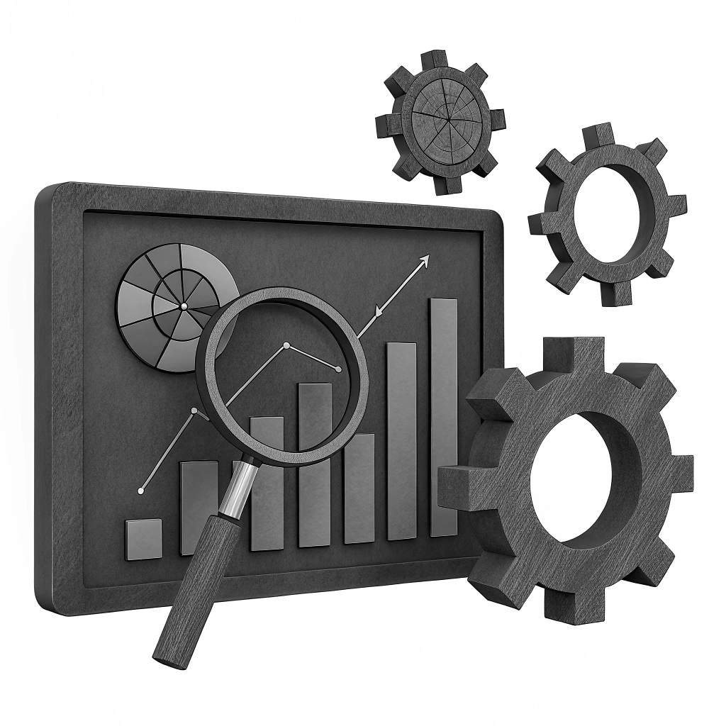abstract-digital-illustration-representing-seo-too Abstract illustration showing various digital tools for SEO analysis and optimization.
